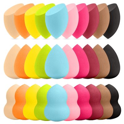 30 Pcs Multicolor Makeup Sponge Set - Latex-Free, Soft & Reusable Beauty Makeup Sponge for Wet/Dry Use Blending Powder Puff for Foundation & Concealer Washable Makeup Sponges