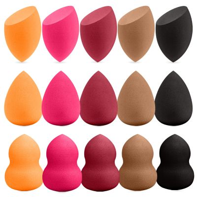 15 Pcs Multicolor Makeup Sponge Set - Latex-Free, Soft & Reusable Beauty Makeup Sponge for Wet/Dry Use Blending Powder Puff for Foundation & Concealer Washable Makeup Sponges