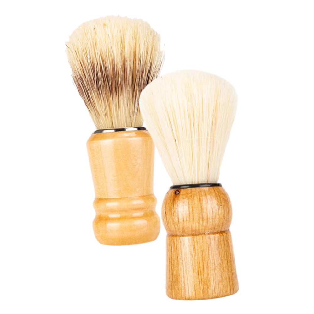 DINHEAROM Wooden Handle Shaving Brush Set 2pcs Beard Brush Boar Bristles for Men Salon Quality Shave Accessories for Wet Shaving and