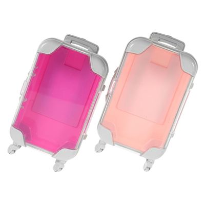 COHEALI 2pcs Mini Makeup Suitcase Portable Travel Case for False Eyelashes and Cosmetics with Adjustable Dividers Lightweight and Stylish Organizer for Women Pink Rose Red