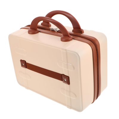Beavorty Vintage Makeup Suitcase 14-Inch Portable Cosmetic Carrying Case for Travel Small Luggage Organizer Elastic Band for Women and Girls