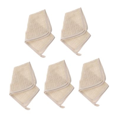 AUTSUPPL 5Pcs Exfoliating Linen Shower Towels Scrubbing Back Towel and Face Washing Cloth for Smooth Skin for Body Care and Bathing Comfortable and Safe for All Skin Types