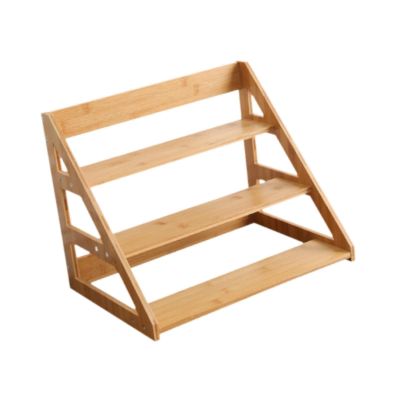 3-Tier Spice Display Rack Makeup Organizer Solid Wood Cosmetic Shelf Multifunctional Cupcake Perfume Holder for Living Room 16.54x11.42x12.99 Inch