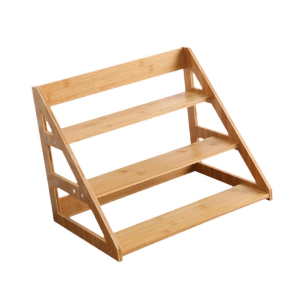 3-Tier Spice Display Rack Makeup Organizer Solid Wood Cosmetic Shelf Multifunctional Cupcake Perfume Holder for Living Room 16.54x11.42x12.99 Inch
