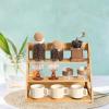 3-Tier Spice Display Rack Makeup Organizer Solid Wood Cosmetic Shelf Multifunctional Cupcake Perfume Holder for Living Room 16.54x11.42x12.99 Inch view 3