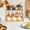 3-Tier Spice Display Rack Makeup Organizer Solid Wood Cosmetic Shelf Multifunctional Cupcake Perfume Holder for Living Room 16.54x11.42x12.99 Inch view 4