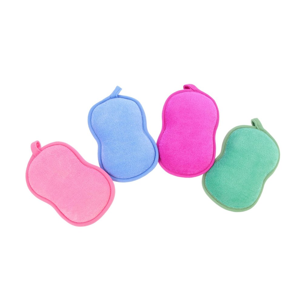 VINTORKY 4Pcs Adorable Bath Sponge Exfoliating Scrubbers for Adults Comfortable Grip Fun Design for Daily Use Shower Bath for All Skin Types