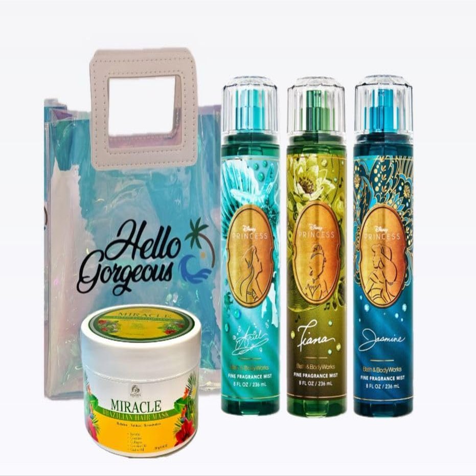 ARIEL - TIANA - JASMINE - White Barn - Bath Body/Work -Premium Beauty - Full Size and Hello Gorgeous Gift Bag with MIRACLE Brazilian Hair Mask