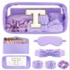 Gift Sets for Women, Initial Makeup Bag with Makeup Brush Set Bachelorette Party Favors, Purple Spa Kit with Skincare Headbands Wrist Bands Sleepover Party Supplies Gifts for Teen Girls Bridesmaid T view 1