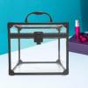 Clear Cosmetic Storage Case with Handle for Makeup Organizer Large Size 7.87x7.09x5.91 Inch Waterproof Aluminum Alloy Acrylic view 4