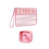 2Pcs Ballet Theme Makeup Bag Handheld Letter Patches Cosmetic Pouch for Women Travel Toiletries Brushes Set 11.81x9.06inch & 4.92x5.91inch view 1