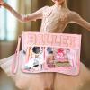2Pcs Ballet Theme Makeup Bag Handheld Letter Patches Cosmetic Pouch for Women Travel Toiletries Brushes Set 11.81x9.06inch & 4.92x5.91inch view 3