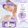 Gift Sets for Women, Initial Makeup Bag with Makeup Brush Set Bachelorette Party Favors, Purple Spa Kit with Skincare Headbands Wrist Bands Sleepover Party Supplies Gifts for Teen Girls Bridesmaid L view 3