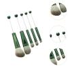 5 Piece Eye Brush Collection with Soft Synthetic Fiber for DIY Eyebrow Use Green Makeup Brushes Set view 3
