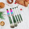 5 Piece Eye Brush Collection with Soft Synthetic Fiber for DIY Eyebrow Use Green Makeup Brushes Set view 4
