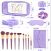 Gift Sets for Women, Initial Makeup Bag with Makeup Brush Set Bachelorette Party Favors, Purple Spa Kit with Skincare Headbands Wrist Bands Sleepover Party Supplies Gifts for Teen Girls Bridesmaid M view 4