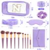 Gift Sets for Women, Initial Makeup Bag with Makeup Brush Set Bachelorette Party Favors, Purple Spa Kit with Skincare Headbands Wrist Bands Sleepover Party Supplies Gifts for Teen Girls Bridesmaid N view 4