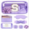 Gift Sets for Women, Initial Makeup Bag with Makeup Brush Set Bachelorette Party Favors, Purple Spa Kit with Skincare Headbands Wrist Bands Sleepover Party Supplies Gifts for Teen Girls Bridesmaid S view 1