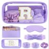 Gift Sets for Women, Initial Makeup Bag with Makeup Brush Set Bachelorette Party Favors, Purple Spa Kit with Skincare Headbands Wrist Bands Sleepover Party Supplies Gifts for Teen Girls Bridesmaid R view 1