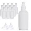12Pack 4oz White Glass Pump Bottle with Pump Dispenser,120ml Small Dispenser, Travel Size Refillable Botttles For Lotions,Sercums,Essential Oils view 1