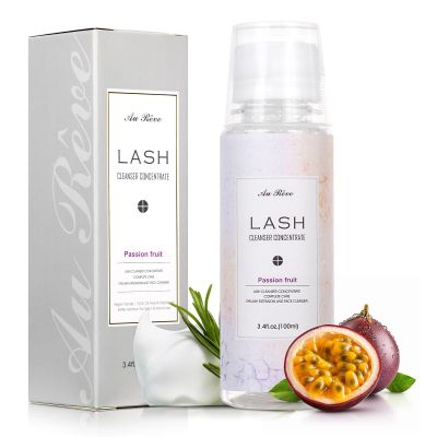 AuReve Lash Shampoo Concentrate 100ml Lash Extension Cleanser Oil-Free Eyelash Extension Shampoo with Salon Home Care -Makes 20 Bottles 60ml Eyelash Cleaner,Passion fruit