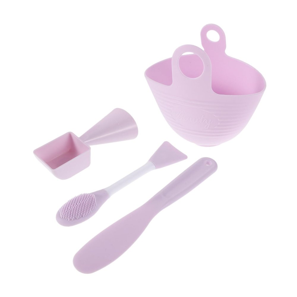 Healvian 1set Diy Silicone Face Mask Bowl Set Kit Mixing Bowl Brush Stirring Rods Measuring Spoon for Easy Skincare Mixing Homemade Masks