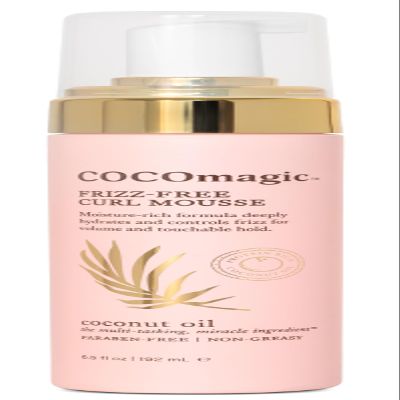 Cocomagic Frizz-Free Curl Mousse with Coconut Oil | Defines & Controls Curls with Soft Hold & Hydration | Non-Greasy, Paraben-Free, Gentle for All Hair Types, 6.5 Fl Oz