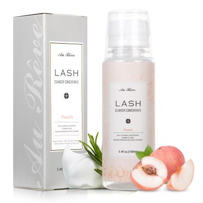 AuReve Lash Shampoo Concentrate 100ml Lash Extension Cleanser Oil-Free Eyelash Extension Shampoo with Salon Home Care -Makes 20 Bottles 60ml Lash Shampoo,Peach