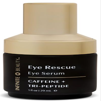 Infinite Beauty Eye Rescue Eye Serum Caffeine & Tri-peptide Reduces Puffiness & Dark Circles | Hydrates & Brightens Delicate Skin, Anti-Aging | 1 Fl Oz