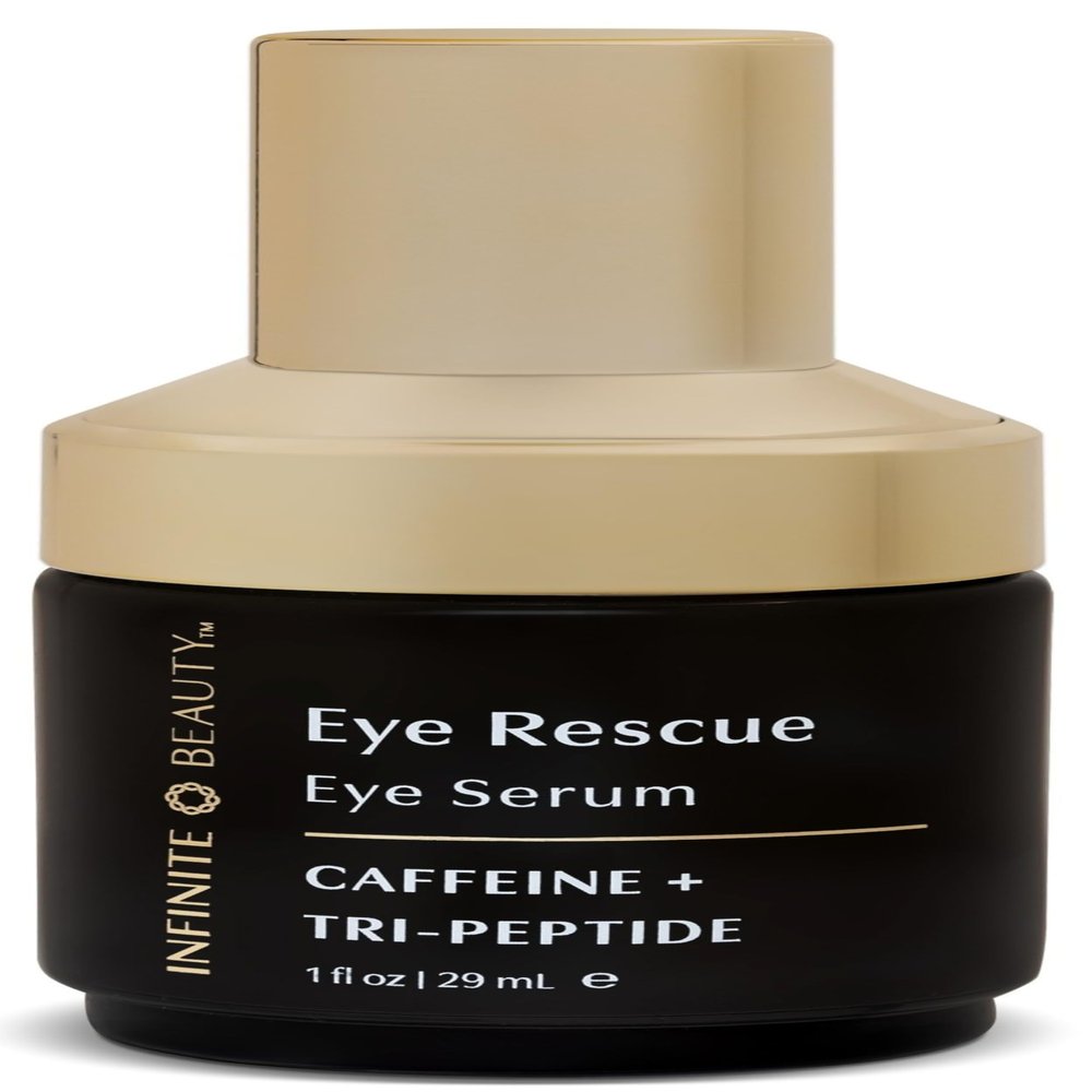 Infinite Beauty Eye Rescue Eye Serum Caffeine & Tri-peptide Reduces Puffiness & Dark Circles | Hydrates & Brightens Delicate Skin, Anti-Aging | 1 Fl Oz