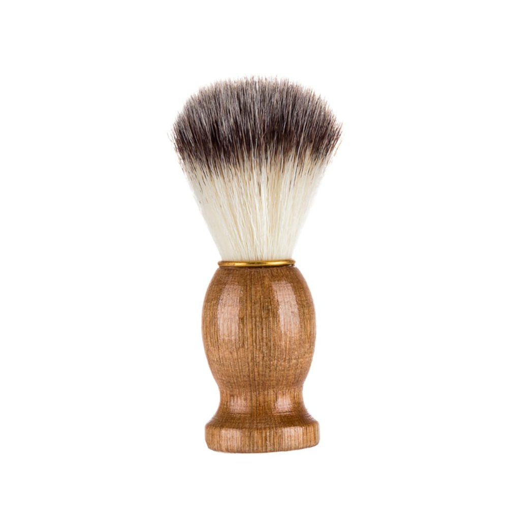 HAKIDZEL Shaving Brush for Men Natural Wooden Handle with Nylon Hair Professional Facial Care Tool for Beards Practical Portable Grooming Essential for Travel and Business