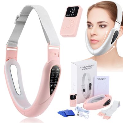 2026 New 4-in-1 Massager for Face, Facial Sculpting Device for Double Chin, Multifunctional Facial Massager, 5 Modes,15 Adjustable Intensities, Remote Control Operation, Reduces Sagging Skin (Pink)