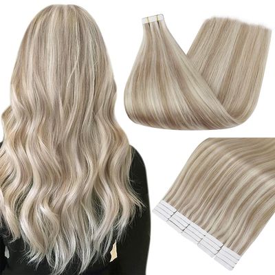 Full Shine Tape in Hair Extensions Human Hair, Color 18 Dirty Blonde Highlighted 613 Ash Blonde, 18 Inch, 100g, 40PCS, Remy Tape Ins Human Hair Extensions Straight Soft and Silky Add Length