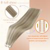 Full Shine Tape in Hair Extensions Human Hair, Color 18 Dirty Blonde Highlighted 613 Ash Blonde, 18 Inch, 100g, 40PCS, Remy Tape Ins Human Hair Extensions Straight Soft and Silky Add Length view 2