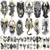 42 Sheets Metallic Gothic Temporary Tattoo for Women Men, 12 Half Arm Golden Skull Cat Floral Fake Tattoos, 30 Black Glitter Rose Butterfly Spider Halloween Tiny Adult Kid Body Tattoos Stickers view 1