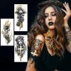 42 Sheets Metallic Gothic Temporary Tattoo for Women Men, 12 Half Arm Golden Skull Cat Floral Fake Tattoos, 30 Black Glitter Rose Butterfly Spider Halloween Tiny Adult Kid Body Tattoos Stickers view 2