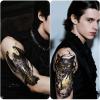 42 Sheets Metallic Gothic Temporary Tattoo for Women Men, 12 Half Arm Golden Skull Cat Floral Fake Tattoos, 30 Black Glitter Rose Butterfly Spider Halloween Tiny Adult Kid Body Tattoos Stickers view 4