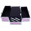 JZHANXUEY Pink Aluminum Train Case with Foldable Compartments & Mirror - 9x6x6 Inch Cosmetic Organizer view 3