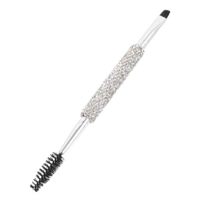 FOMIYES Eyebrow Brush with Rhinestone Dual Sided Angled Flat Head Comb Portable Spoolie for Shaping Brows Elegant Makeup Tool for Travel and Daily Use