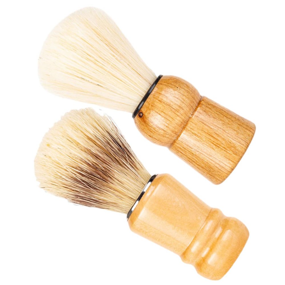 IWOWHERO 2pcs Handle Shaving Brush Professional Salon Shave Brush for Men Durable Beard Care Tool for Home and Salon Use for Gentlemen