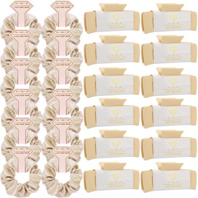 Loanzeg Bridesmaid Scrunchies Proposal Gifts 4.1 Inch Square Set of 8 Bachelorette Hair Claw Clips ideas Bridal Shower Gift for Wedding Party Favors (24pcs Champagne)