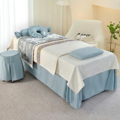 Blue1,70x190cm/27.5x74.8in,Massage Fitted Sheet Massage Table Sheets with Hole,Reusable Linen Beauty Massage Bed Sheets SPA Elastic Protective Bed Cover Pillowcase Stool Covers