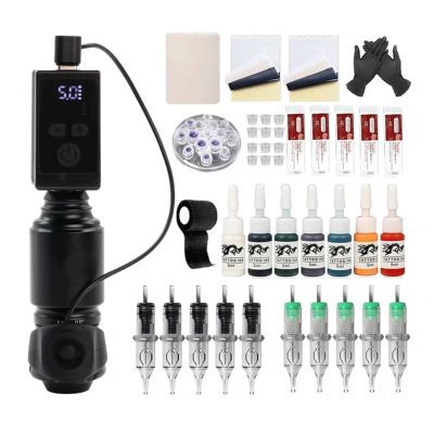 Tattoo Machines Professional Rocket Tattoo Machine Set Tattoo Power Supply with 10PCS Cartridge Needles Interface Rotary Tattoo Kit