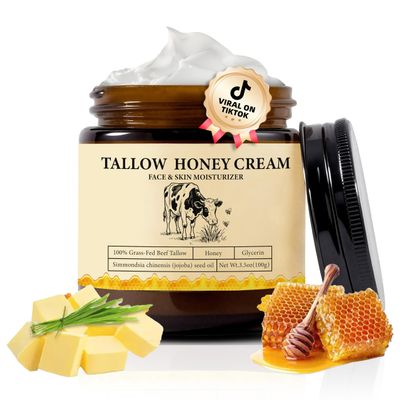 2Bmagic Beef Tallow Honey For Skin Balm - Crema Cebo De Res Original For Body & Face Moisturizer, Vintage Traditions Tallow Cream Organic Grass Fed Beef Tallow & Raw Honey