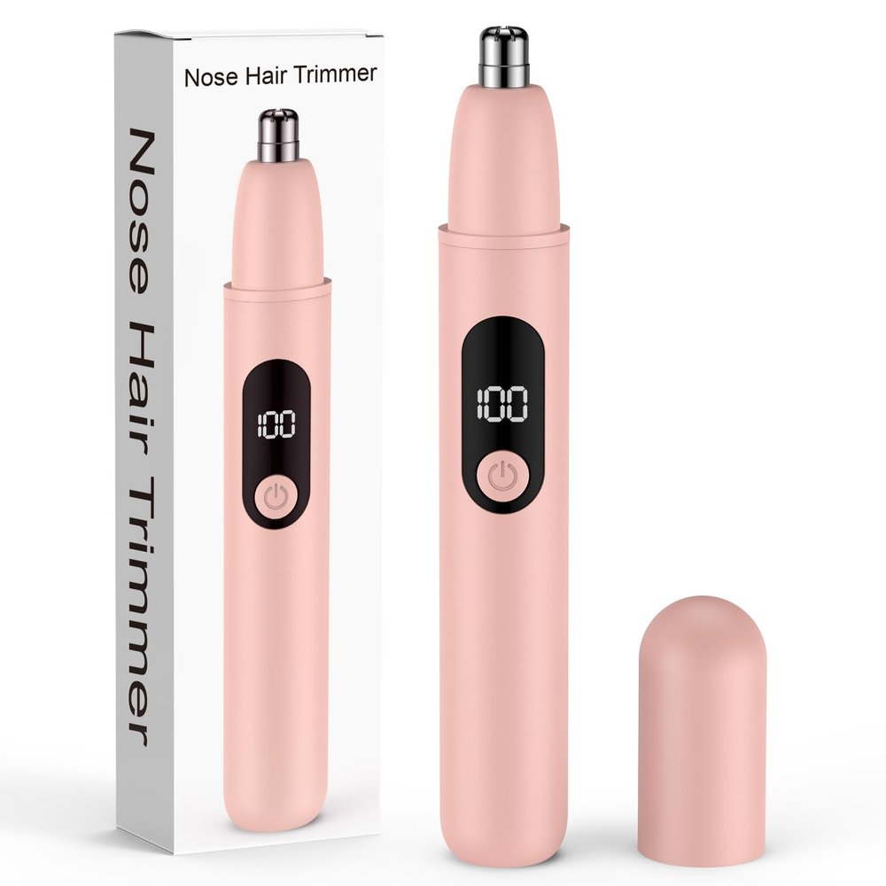 Bilitase Nose Hair Trimmer Rechargeable Cordless Painless Ear and Eyebrow Trimming Tool-Dual Edge Easy Cleansing for Man Woman (Pink)