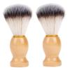 2Pcs Shaving Brushes for Men with Wooden Handle Palm-Size Shaving Brush with Nylon Bristle Fast Foaming & Non Scratch for Face Shave view 2