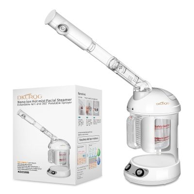 DKURQG Nano Ionic Facial Steamer with Removable Water Cup, Face Steamer 360 Rotatable Sprayer Warm Mist Face Humidifier for Home and Beauty Salon, Facial Deep Cleaning (White)