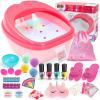 Kids Foot Spa & Nail Art Kit for Kids 4-12  All-in-1 Foot Spa Set with Colorful Lights & Manicure Set  Fun Girls Spa Kit for Parties & Christmas Birthday Gifts for 6 8 9 10-12 Year Old Girls view 1