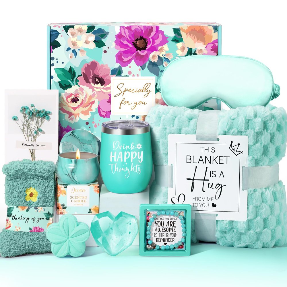 Gift Baskets for Women, Unique Birthday Gifts for Women, Best Friend Birthday Gifts, Self Care Gift Get Well Soon Basket, Ocean Relaxing Care Package for Mom Her BFF Sister Wife Girlfriend