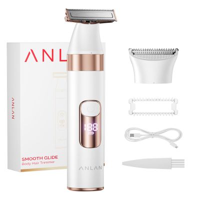 Women's Electric Shaver Waterproof IPX6, Rechargeable Bikini Trimmer with LED Display, 0mm Comb for Legs Underarms Sensitive Skin